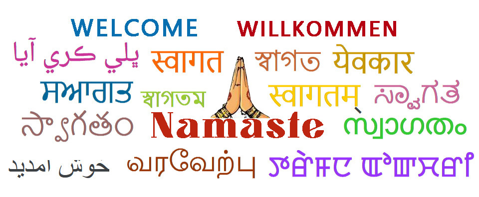 welcome in english, deutsch, sindhi, hindi, bengali, konkani, punjabi, assamese,  sanskrit, kannada, telugu, malayalam, urdu, tamil, manipuri
